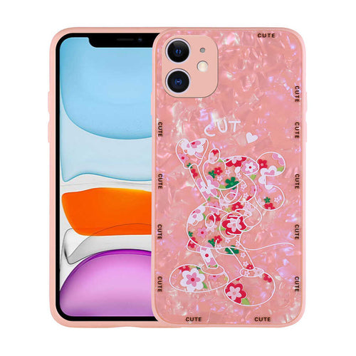 iPhone 11 Kılıf Desenli Sert Silikon Zore Mumila Kılıf - Pink Mouse