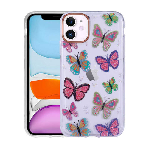 iPhone 11 Kılıf Desenli Simli Sert Zore İnka Kılıf - NO5