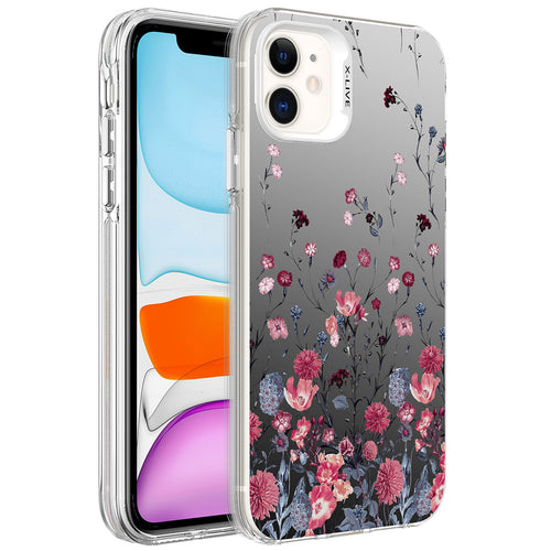 iPhone 11 Kılıf Desenli Zore Silver Sert Kılıf - Çiçek