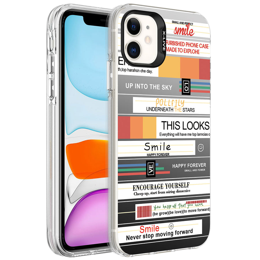 iPhone 11 Kılıf Desenli Zore Silver Sert Kılıf - Mottolar