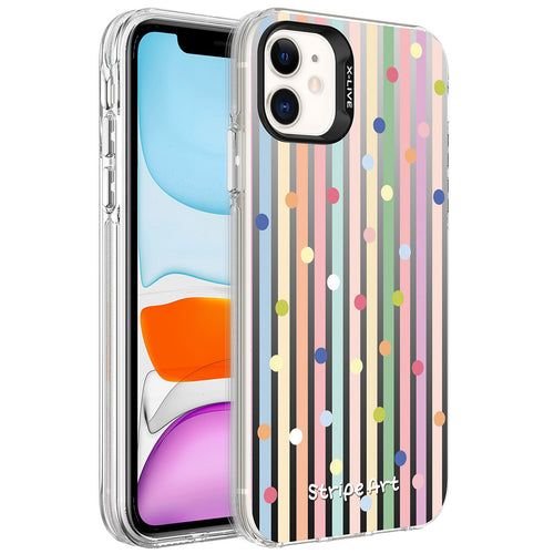 iPhone 11 Kılıf Desenli Zore Silver Sert Kılıf - Noktalar