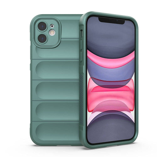iPhone 11 Kılıf Esnek TPU Oyuklu Arka Yüzey Tasarımlı Zore Etnik Silikon Kılıf - Koyu Yeşil