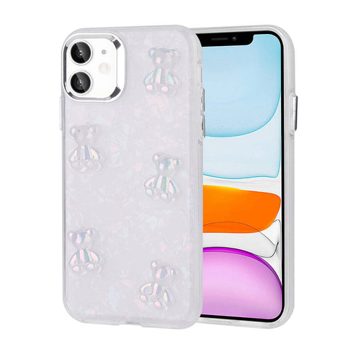 iPhone 11 Kılıf Kabartma Figürlü Parlak Zore Eralli Silikon Kılıf - Ayı