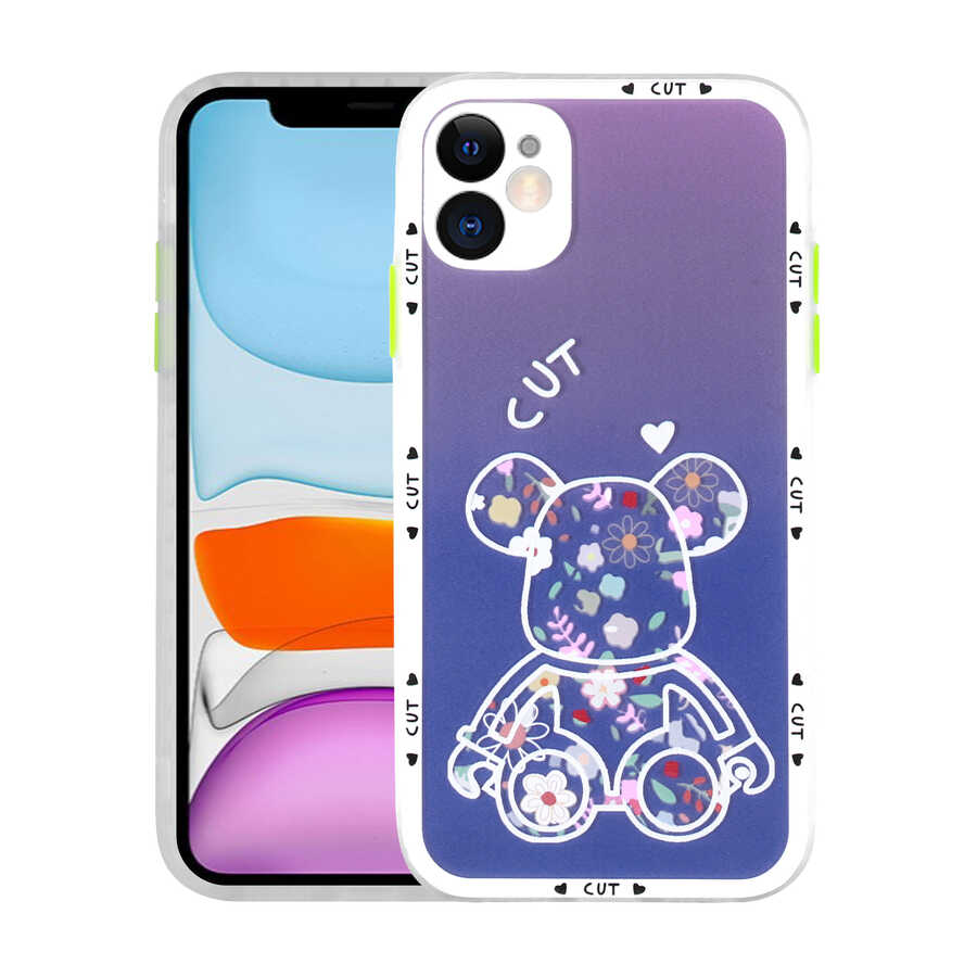 iPhone 11 Kılıf Kamera Korumalı Desenli Sert Zore Hess Kılıf - NO3