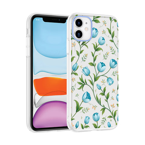 iPhone 11 Kılıf Kamera Korumalı Desenli Zore Klip Kılıf - Mavi Lale
