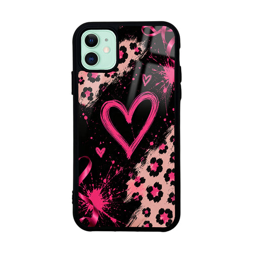 iPhone 11 Kılıf Kamera Korumalı Desenli Zore Lusi Kılıf - Pembe Kalp