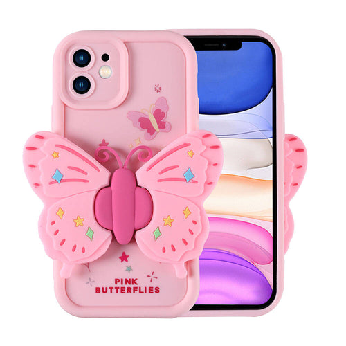 iPhone 11 Kılıf Kamera Korumalı Figür Tasarımlı Zore Kapya Kılıf - Pembe Açık