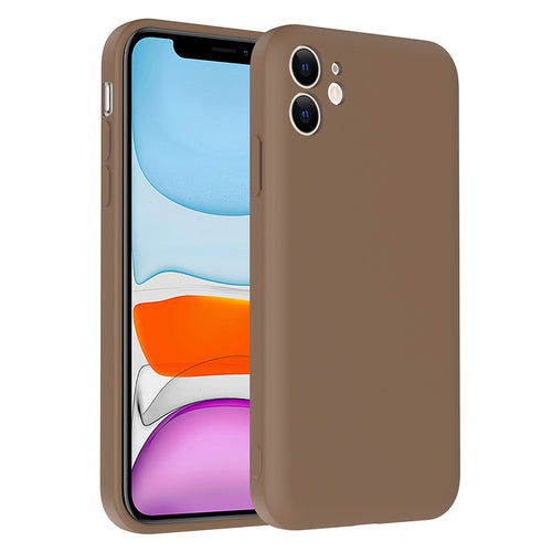 iPhone 11 Kılıf Kamera Korumalı Kartlık Hazneli Zore Vitra Kılıf - Kahverengi