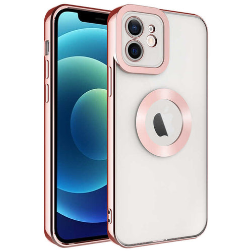 iPhone 11 Kılıf Kamera Korumalı Logo Gösteren Zore Omega Kılıf - Rose Gold