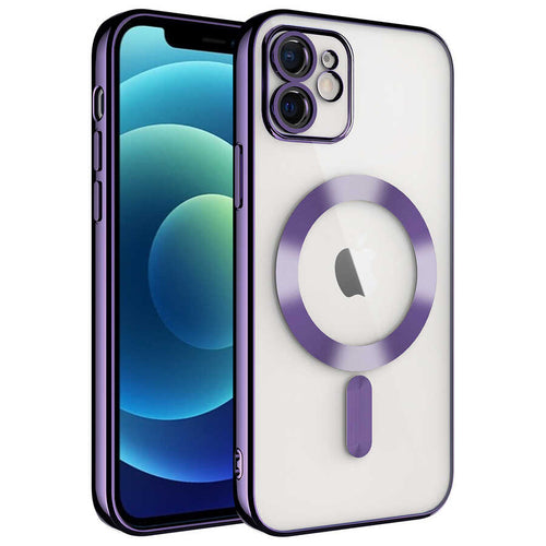 iPhone 11 Kılıf Kamera Korumalı M-safe Wireless Şarj Özellikli Zore Demre Kılıf - Derin Mor