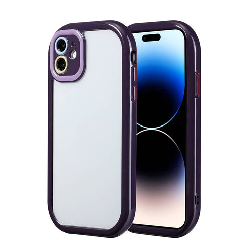 iPhone 11 Kılıf Kamera Korumalı Renkli Kenar ve Çerçeve Tasarımlı Zore Vitamin Kılıf - Derin Mor