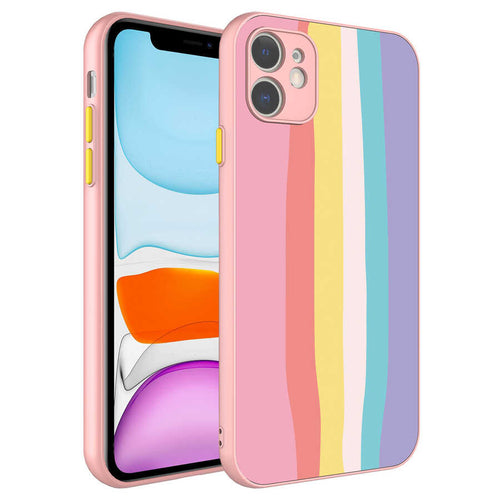 iPhone 11 Kılıf Kamera Korumalı Renkli Temperli Zore X-Cam Kılıf - NO5