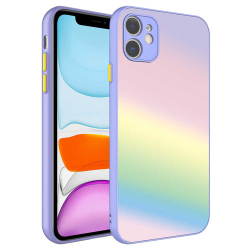 iPhone 11 Kılıf Kamera Korumalı Renkli Temperli Zore X-Cam Kılıf - NO7