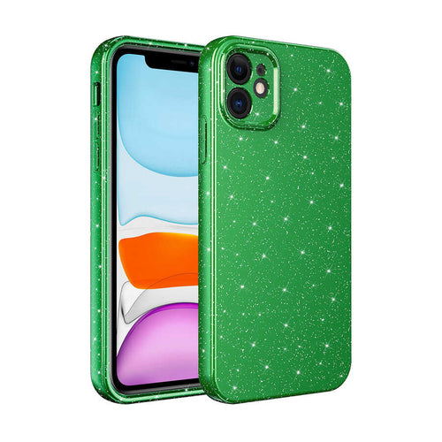 iPhone 11 Kılıf Kamera Korumalı Simli Lüks Zore Koton Kılıf - Yeşil