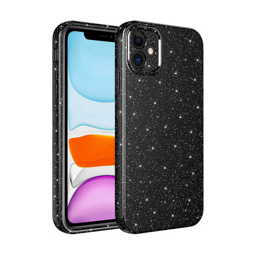 iPhone 11 Kılıf Kamera Korumalı Simli Lüks Zore Koton Kılıf - Siyah