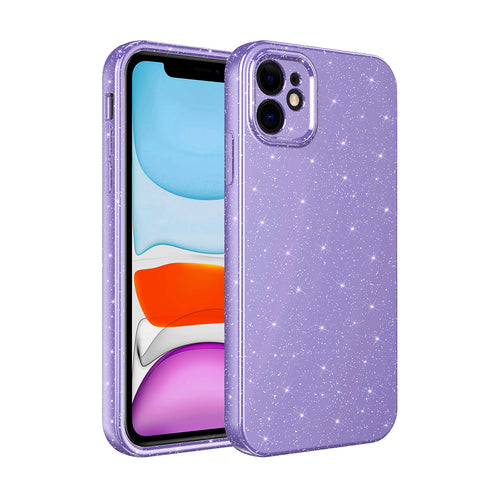 iPhone 11 Kılıf Kamera Korumalı Simli Lüks Zore Koton Kılıf - Mor