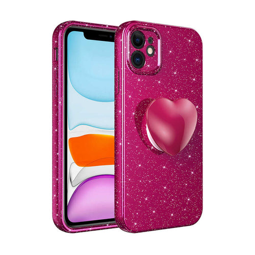 iPhone 11 Kılıf Kamera Korumalı Simli Pop Soketli Lüks Zore Koton Soketli Kılıf - Mürdüm