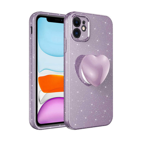 iPhone 11 Kılıf Kamera Korumalı Simli Pop Soketli Lüks Zore Koton Soketli Kılıf - Mor