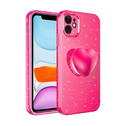 iPhone 11 Kılıf Kamera Korumalı Simli Pop Soketli Lüks Zore Koton Soketli Kılıf - Pembe Koyu