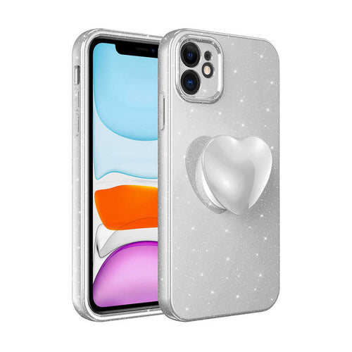 iPhone 11 Kılıf Kamera Korumalı Simli Pop Soketli Lüks Zore Koton Soketli Kılıf - Beyaz
