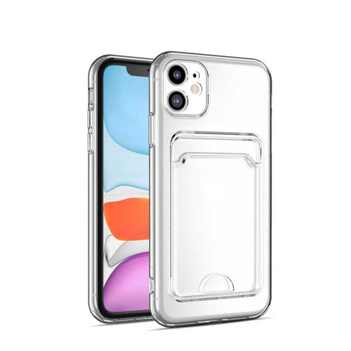 iPhone 11 Kılıf Kartlıklı Şeffaf Zore Setra Clear Silikon Kılıf - Renksiz