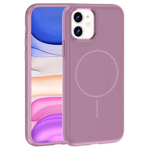 iPhone 11 Kılıf M-Safe Şarj Özellikli Metal Kamera Çerçeveli Zore Edi Silikon Kılıf - Mor