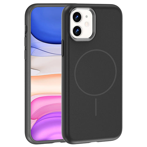 iPhone 11 Kılıf M-Safe Şarj Özellikli Metal Kamera Çerçeveli Zore Edi Silikon Kılıf - Siyah
