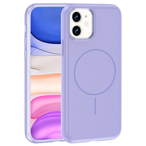 iPhone 11 Kılıf M-Safe Şarj Özellikli Metal Kamera Çerçeveli Zore Edi Silikon Kılıf - Lila