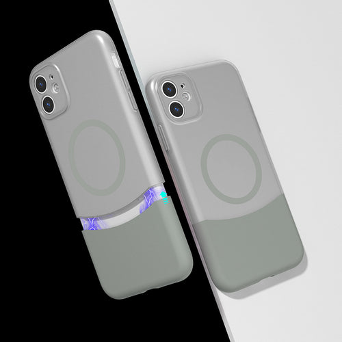 iPhone 11 Kılıf M-Safe Şarj Özellikli Mıknatıslı Zore Duble Kılıf - Gri