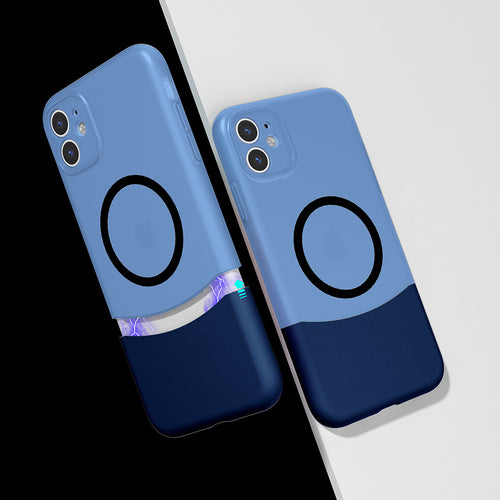 iPhone 11 Kılıf M-Safe Şarj Özellikli Mıknatıslı Zore Duble Kılıf - Lacivert