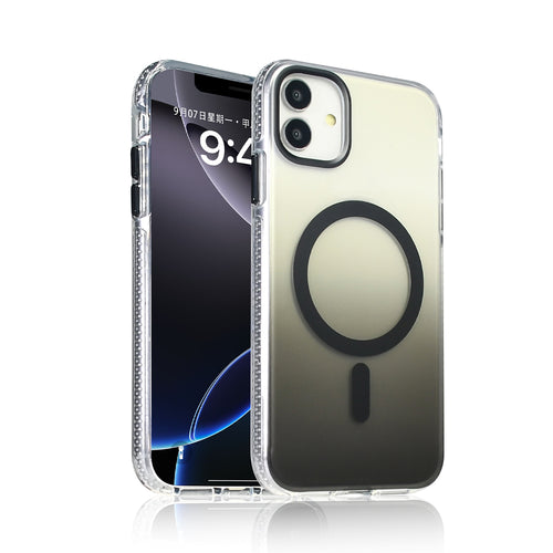 iPhone 11 Kılıf M-safe Şarj Özellikli Transparan Renk Geçişli Zore Toros Kılıf - Siyah