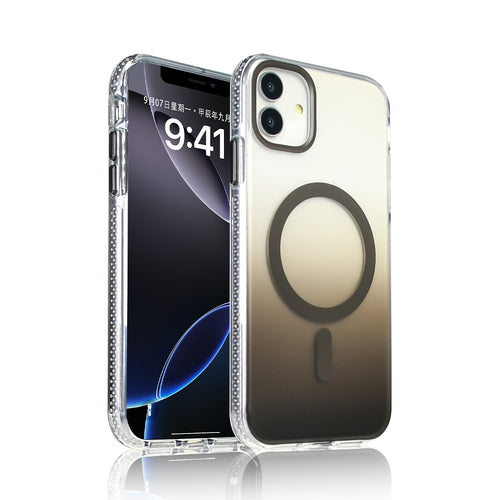 iPhone 11 Kılıf M-safe Şarj Özellikli Transparan Renk Geçişli Zore Toros Kılıf - Gri