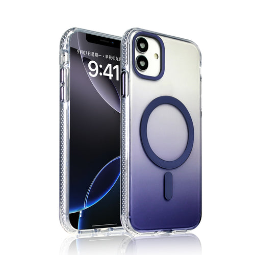 iPhone 11 Kılıf M-safe Şarj Özellikli Transparan Renk Geçişli Zore Toros Kılıf - Mor