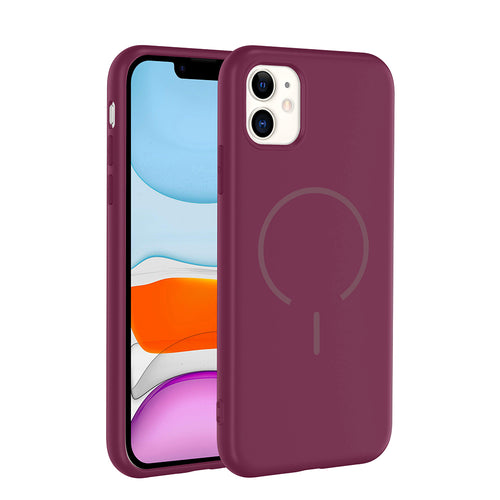 iPhone 11 Kılıf M-safe Şarj Özellikli Zore Meta Kılıf - Mürdüm