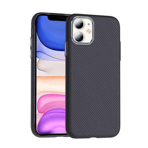 iPhone 11 Kılıf M-safe Şarj Özellikli Karbon Fiber Görünümlü Zore Gros Kılıf - Siyah
