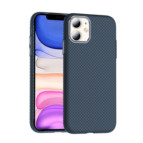 iPhone 11 Kılıf M-safe Şarj Özellikli Karbon Fiber Görünümlü Zore Gros Kılıf - Lacivert