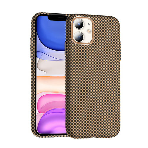 iPhone 11 Kılıf M-safe Şarj Özellikli Karbon Fiber Görünümlü Zore Gros Kılıf - Desert Titanyum
