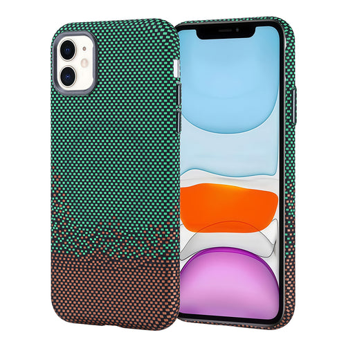 iPhone 11 Kılıf M-safe Şarj Özellikli Karbon Fiber Görünümlü Zore Nekst Kılıf - Yeşil
