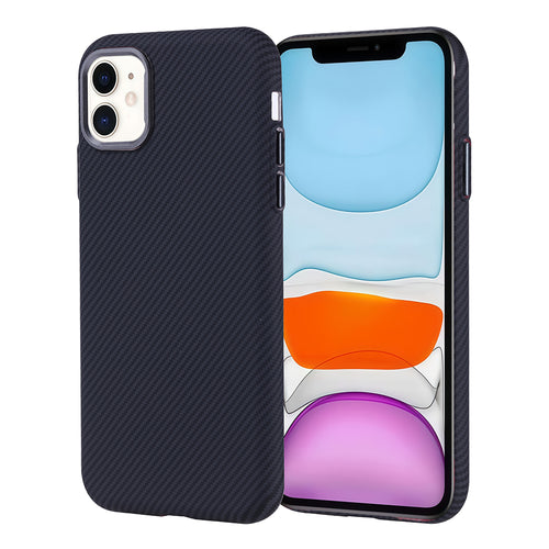 iPhone 11 Kılıf M-safe Şarj Özellikli Karbon Fiber Görünümlü Zore Nekst Kılıf - Siyah