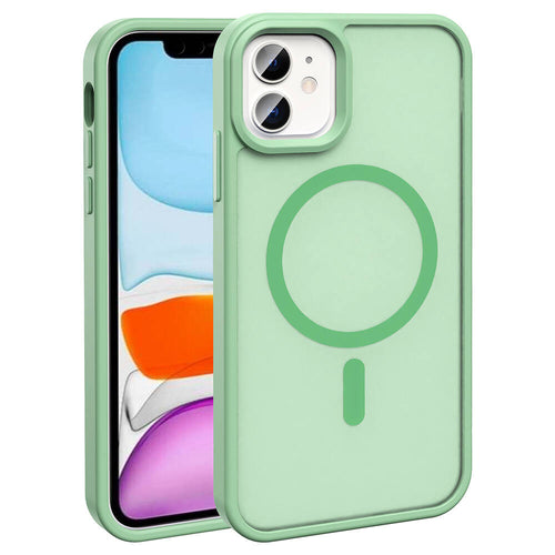 iPhone 11 Kılıf M-safe Şarj Özellikli Mat Arka Yüzey Zore Sio Kılıf - Açık Yeşil