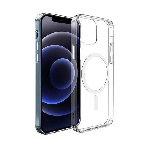 iPhone 11 Kılıf M-safe Şarj Özellikli Şeffaf Sert PC Zore Embos Kılıf - Renksiz