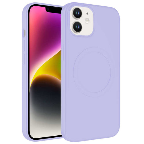 iPhone 11 Kılıf M-safe Wireless Şarj Özellikli Pastel Renk Silikon Zore Plas Kılıf - Lila