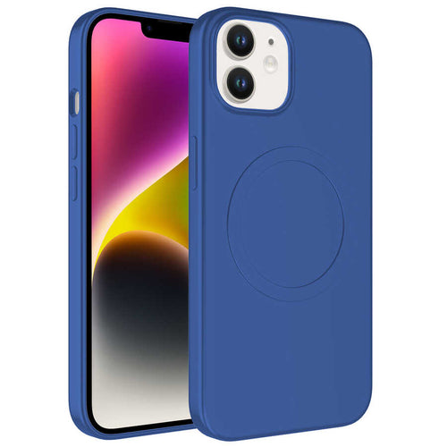 iPhone 11 Kılıf M-safe Wireless Şarj Özellikli Pastel Renk Silikon Zore Plas Kılıf - Mavi