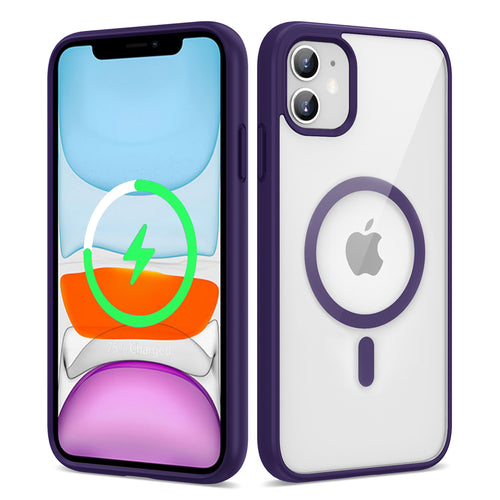 iPhone 11 Kılıf M-safe Wireless Şarj Özellikli Silikon Zore Ege Kılıf - Derin Mor
