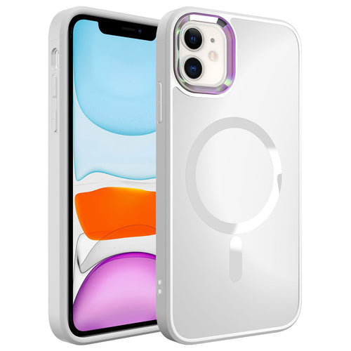 iPhone 11 Kılıf M-safe Wireless Şarj Özellikli Zore Stil Kılıf - Beyaz