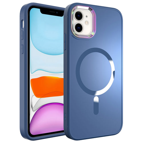 iPhone 11 Kılıf M-safe Wireless Şarj Özellikli Zore Stil Kılıf - Sierra Mavi
