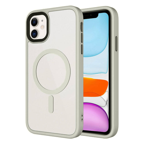 iPhone 11 Kılıf Mat Arka Yüzey Wireless Şarj Özellikli Zore Flet M-safe Kılıf - Titanyum
