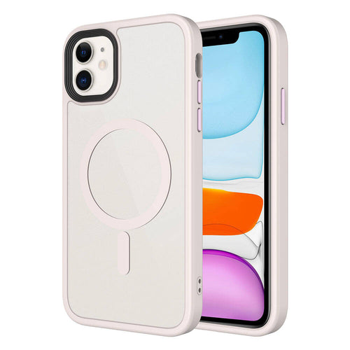 iPhone 11 Kılıf Mat Arka Yüzey Wireless Şarj Özellikli Zore Flet M-safe Kılıf - Pembe
