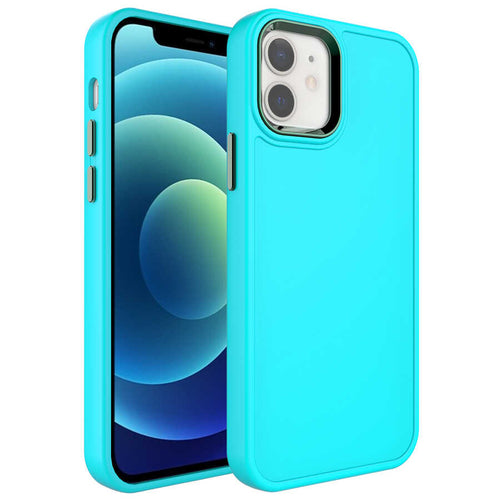 iPhone 11 Kılıf Metal Çerçeve ve Buton Tasarımlı Sert Zore Botox Kılıf - Turkuaz