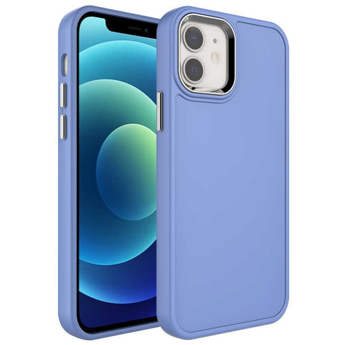 iPhone 11 Kılıf Metal Çerçeve ve Buton Tasarımlı Sert Zore Botox Kılıf - Lavendery Gray